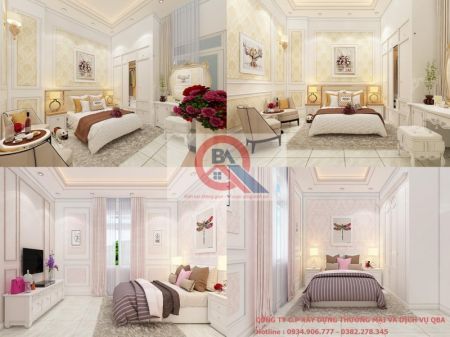 PHÒNG NGỦ NHÀ BIỆT THỰ CỔ ĐIỀN CHÂU ÂU ( 5M X 6M)